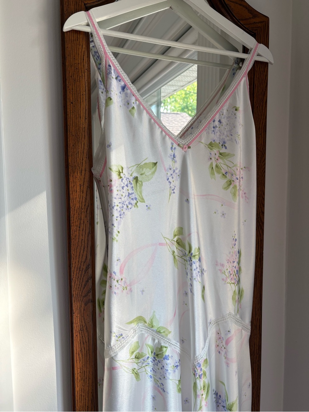 Oscar de la Renta Pink Label Floral Satin Maxi Length Slip Dress - Picture 2 of 6